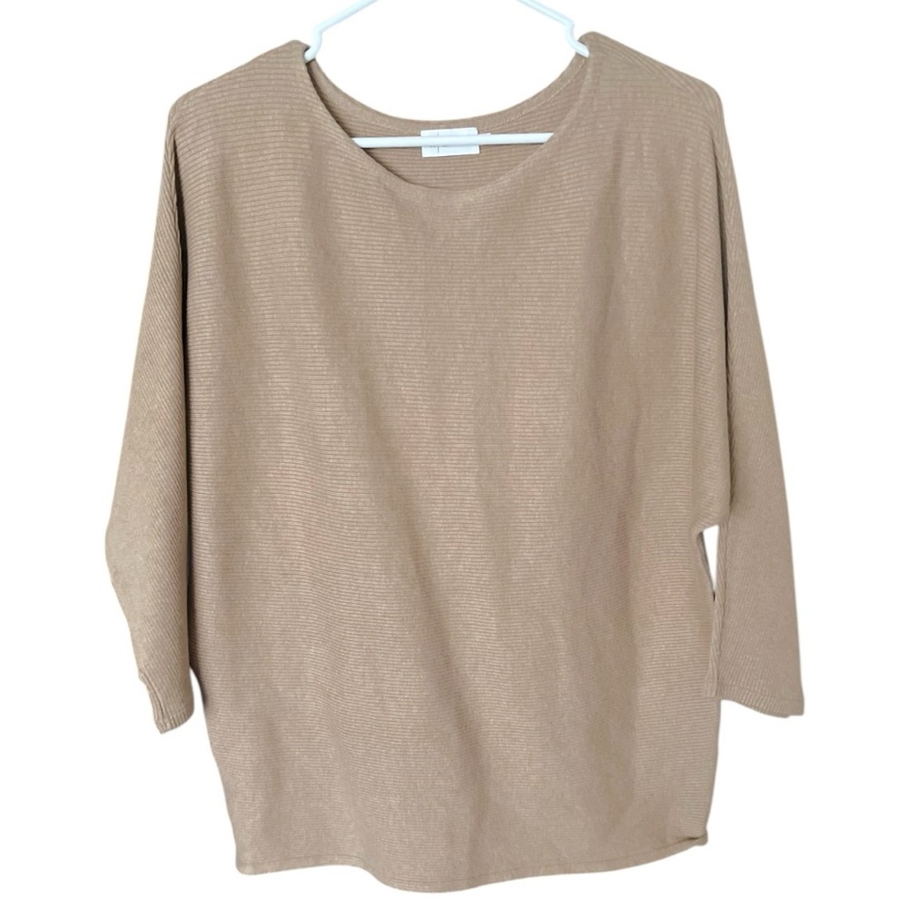 The Reset R Label Ribbed Pullover Dolman Sleeve Sweater in Flax Small/Medium - Picture 2 of 6